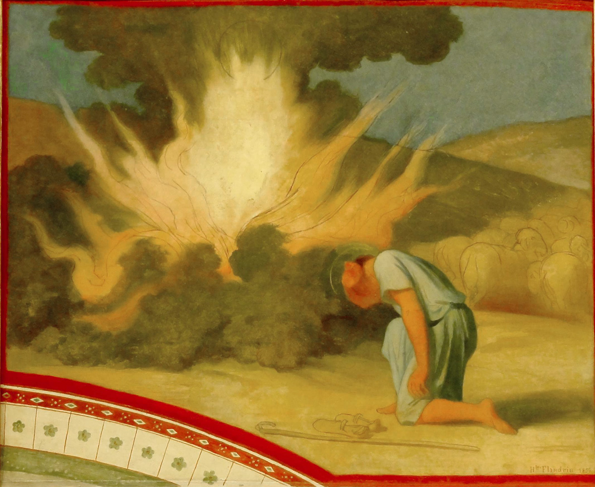 moses in front of the burning bush